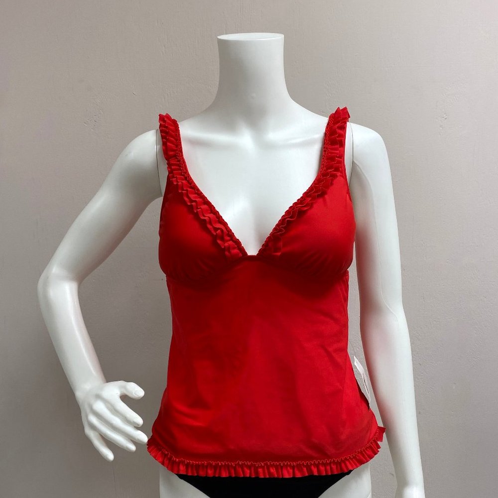 ABS by Allen Schwartz Red Tankini Swim Top Size 6 NWT